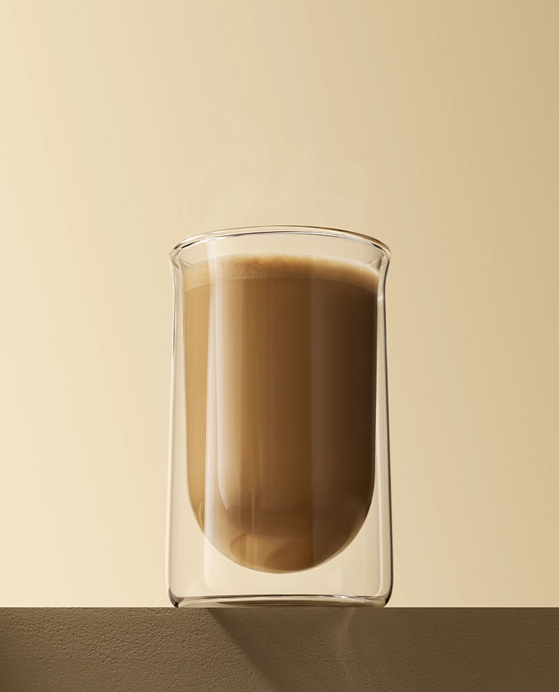 Espresso with velvety steamed milk and minimal foam